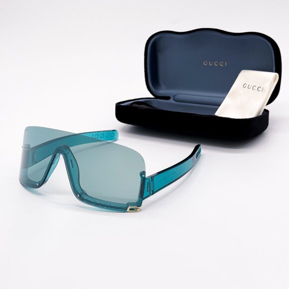 NEW GUCCI GG1637S 001 OVERSIZED BLUE MASK  SUNGLASSES GUCCI - Picture 1 of 12